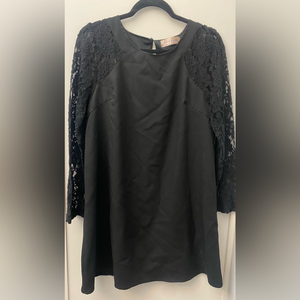 Stylish Black Dress with Lace Sleeves